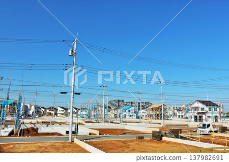 Blue sky and cityscape under construction 137982691