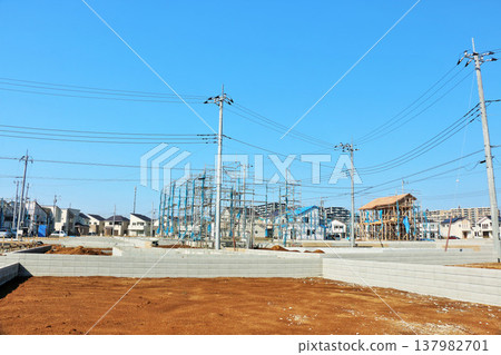 Blue sky and cityscape under construction 137982701