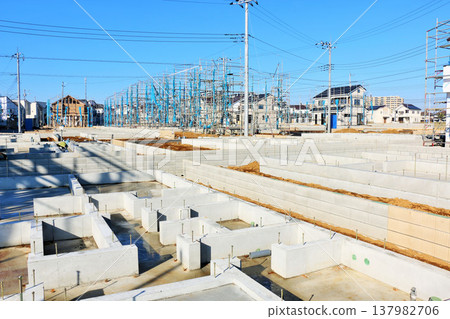 Blue sky and cityscape under construction 137982706