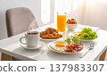 Breakfast in a bright dining room 137983307