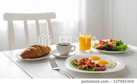 Breakfast in a bright dining room 137983308