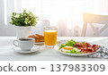 Breakfast in a bright dining room 137983309