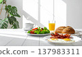 Breakfast in a bright dining room 137983311