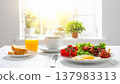 Breakfast in a bright dining room 137983313