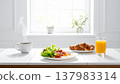 Breakfast in a bright dining room 137983314