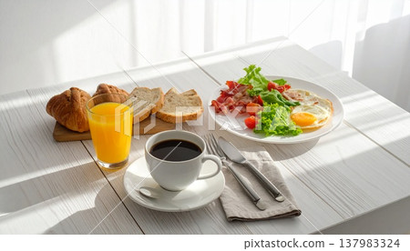Breakfast in a bright dining room 137983324