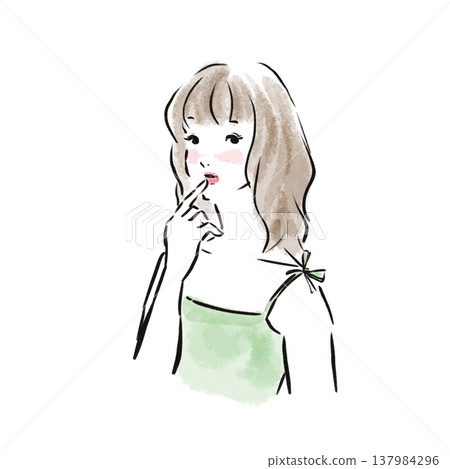 自然美的日本女性插畫(水彩風格,廣告素材) 自然美的日本女性插畫(水彩風格,廣告素材) 137984296