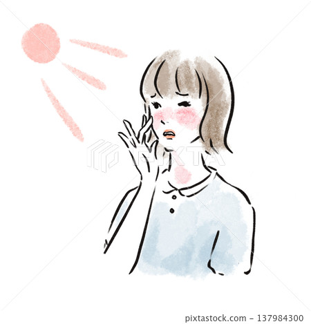 Natural-looking Japanese woman beauty illustration (watercolor style, advertising material) Natural-looking Japanese woman beauty illustration (watercolor style, advertising material) 137984300