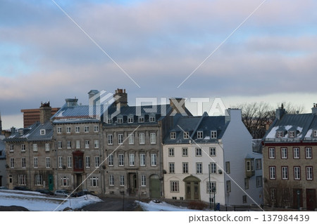 The historic buildings lining the streets of Quebec's Old Town in winter The historic buildings lining the streets of Quebec's Old Town in winter 137984439