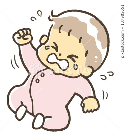 一個心情不好、大聲哭鬧的嬰兒。 一個心情不好、大聲哭鬧的嬰兒。 137985051