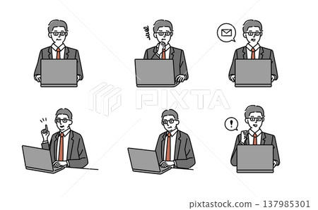 Middle-aged businessmen who use computers Middle-aged businessmen who use computers 137985301