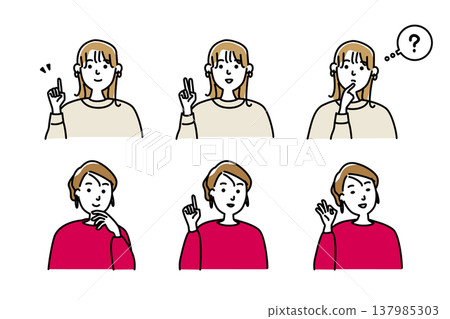 woman with various facial expressions woman with various facial expressions 137985303