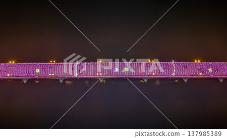 Festive Night Lights Reflect Across Shing Mun River Sha Tin Festive Night Lights Reflect Across Shing Mun River Sha Tin 137985389