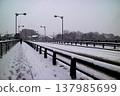 Snowy Tamagawa bridge 137985699