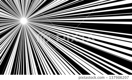 Manga-style speed line background, monochrome speed line illustration 137986207