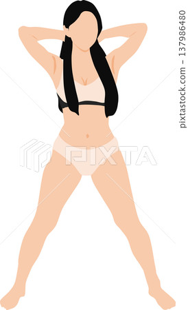 Illustration of a woman who succeeded in dieting 137986480