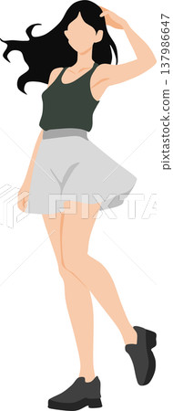 一個穿著夏天衣服的女人的插圖 一個穿著夏天衣服的女人的插圖 137986647