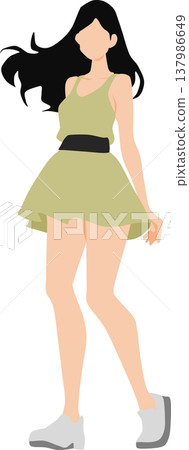 一個穿著夏天衣服的女人的插圖 一個穿著夏天衣服的女人的插圖 137986649