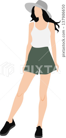 Illustration of a woman wearing summer clothes Illustration of a woman wearing summer clothes 137986650