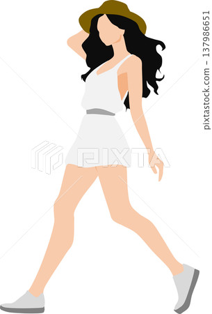 一個穿著夏天衣服的女人的插圖 一個穿著夏天衣服的女人的插圖 137986651