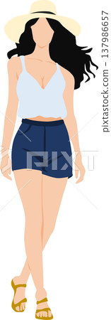 一個穿著夏天衣服的女人的插圖 一個穿著夏天衣服的女人的插圖 137986657