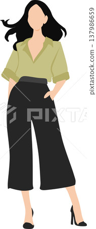 一個穿著夏天衣服的女人的插圖 一個穿著夏天衣服的女人的插圖 137986659