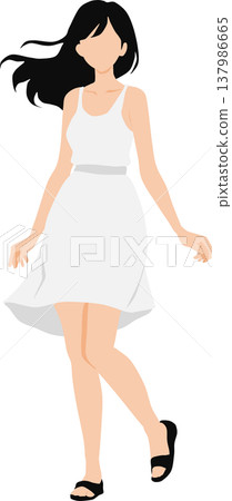 Illustration of a woman wearing summer clothes Illustration of a woman wearing summer clothes 137986665