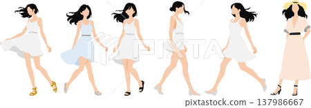一個穿著夏天衣服的女人的插圖 一個穿著夏天衣服的女人的插圖 137986667