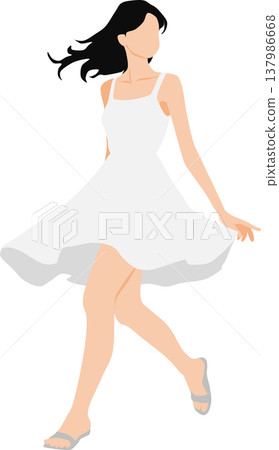 一個穿著夏天衣服的女人的插圖 一個穿著夏天衣服的女人的插圖 137986668
