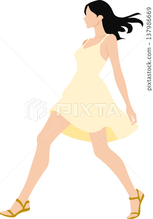 一個穿著夏天衣服的女人的插圖 一個穿著夏天衣服的女人的插圖 137986669