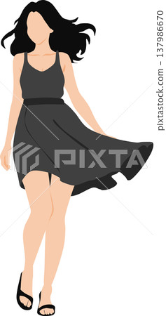 一個穿著夏天衣服的女人的插圖 一個穿著夏天衣服的女人的插圖 137986670