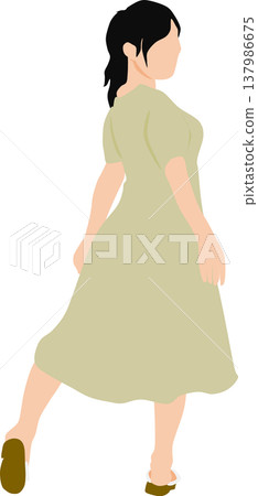 一個穿著夏天衣服的女人的插圖 137986675