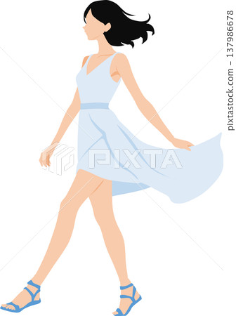 一個穿著夏天衣服的女人的插圖 一個穿著夏天衣服的女人的插圖 137986678