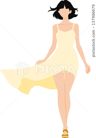 一個穿著夏天衣服的女人的插圖 一個穿著夏天衣服的女人的插圖 137986679