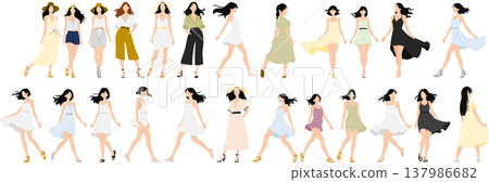 一個穿著夏天衣服的女人的插圖 137986682