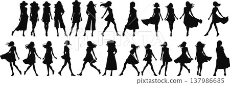 Illustration of a woman wearing summer clothes Illustration of a woman wearing summer clothes 137986685