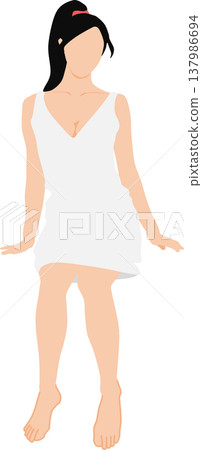 Illustration of a woman wearing summer clothes 137986694
