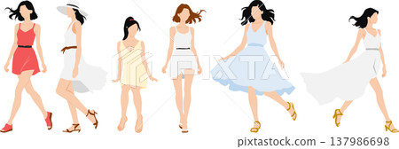 一個穿著夏天衣服的女人的插圖 137986698