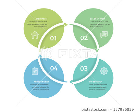 Circle Diagram Chart Template with 4 Elements Circle Diagram Chart Template with 4 Elements 137986839