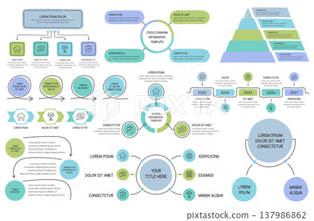 Hand Drawn Business Infographic Templates Set 137986862
