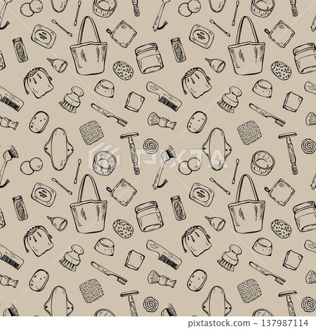 Eco friendly Zero Waste Lifestyle seamless pattern Eco friendly Zero Waste Lifestyle seamless pattern 137987114