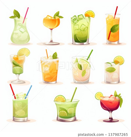 Refreshing Summer Cocktails A Collection of Delicious and Colorful Mixed Drinks for Parties. 137987265