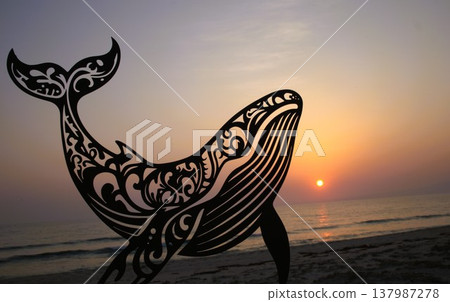 Sunrise and whales 137987278