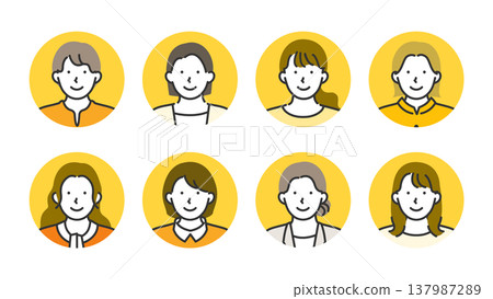 專為年輕女性設計的頭像圖示集和線條插畫。 137987289