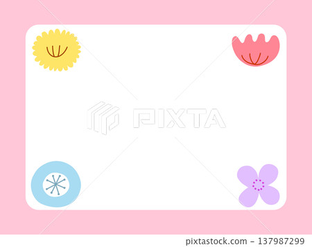 A set of cute Scandinavian-style floral frames, message cards, and background materials. 137987299