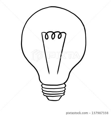 Line drawing illustration of a light bulb: Image material for inspiration, ideas, and light. 137987338