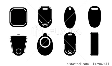 Black Solid Item Finder Silhouettes Set of Six on White Background 137987611