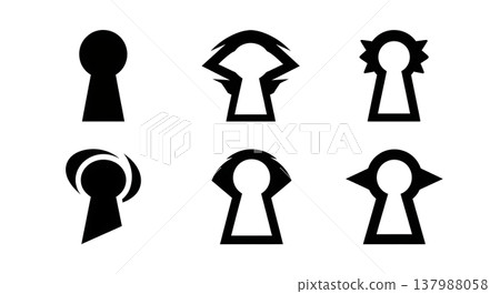 Black Solid Energy Ring Silhouettes Set of Six on White Background Black Solid Energy Ring Silhouettes Set of Six on White Background 137988058
