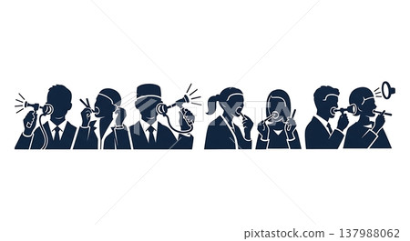 Black Solid ENT Doctor Silhouettes Set of Six on White Background Black Solid ENT Doctor Silhouettes Set of Six on White Background 137988062
