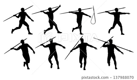 Black Solid Equestrian Jumps Silhouettes Set of Six on White Background 137988070